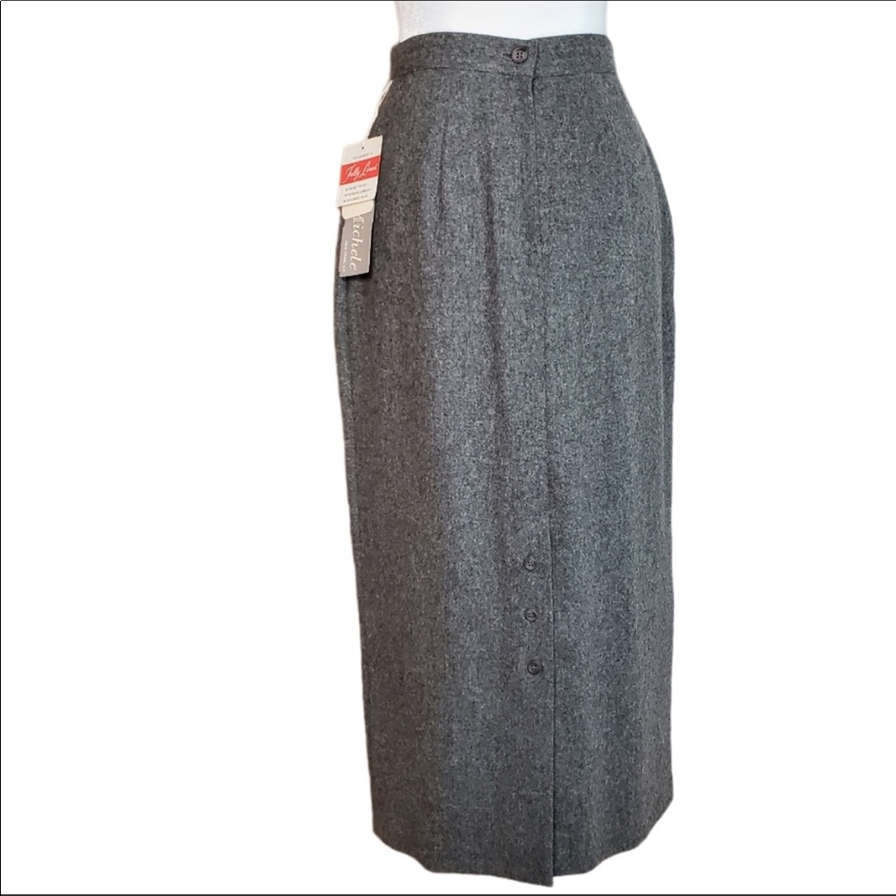 Pure Wool midi buttoned skirt - Picture 3 of 12